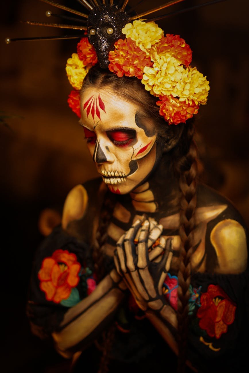 portrait of a girl in halloween makeup