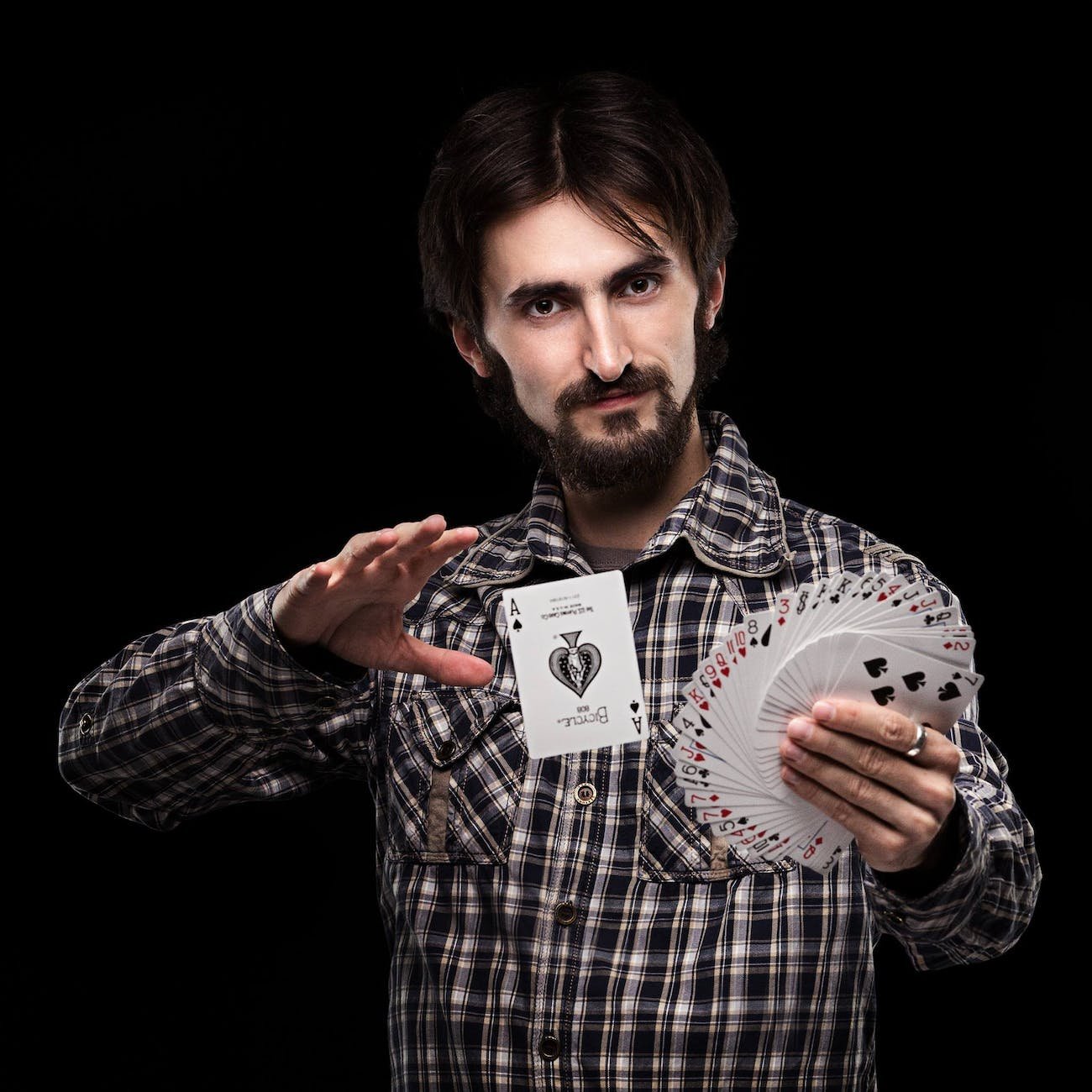 person doing card trick